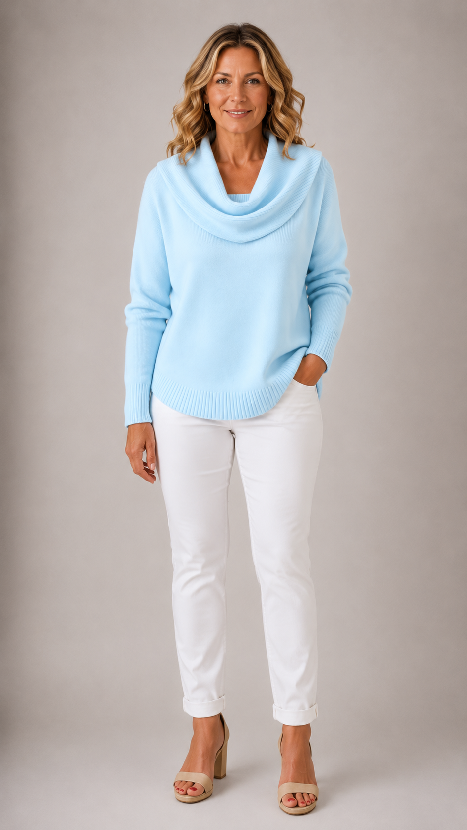 Marie Elegant Cowl Neck Knit Sweater