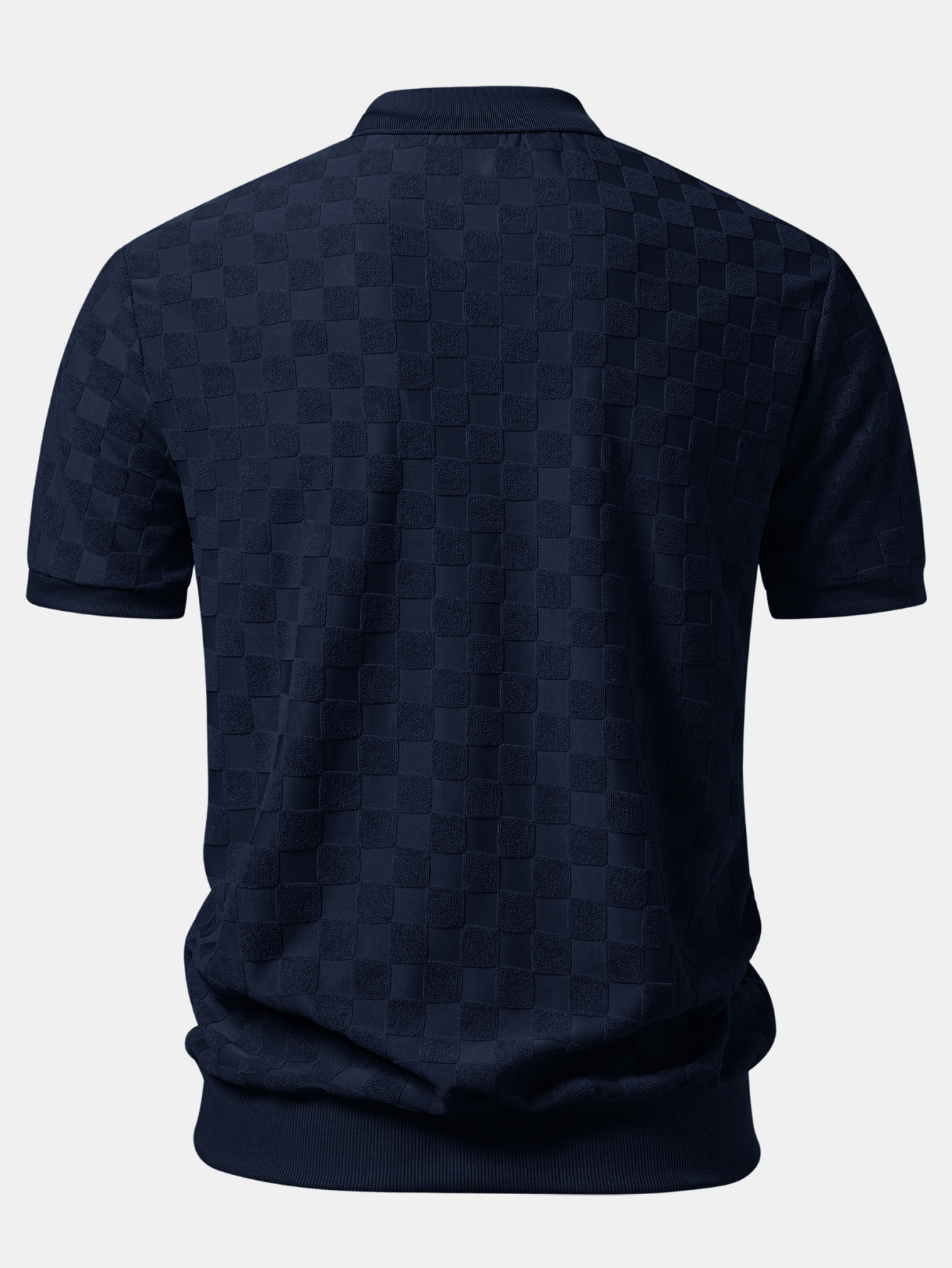 Checkerboard V-Neck Knit Polo & Slim Fit Tapered Trousers
