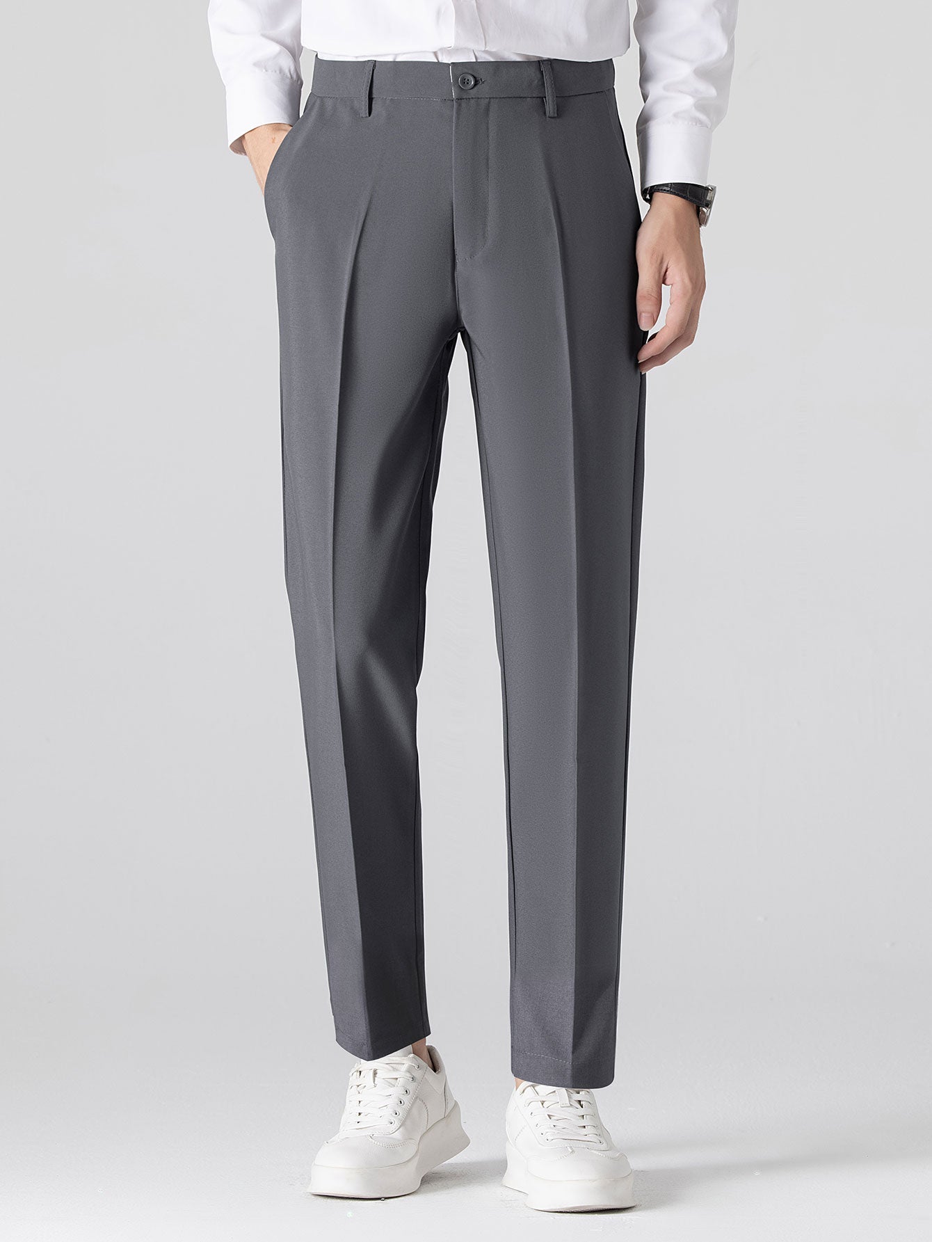 Contrast Trim Stripe Johnny Collar Polo & Slim Fit Tapered Trousers