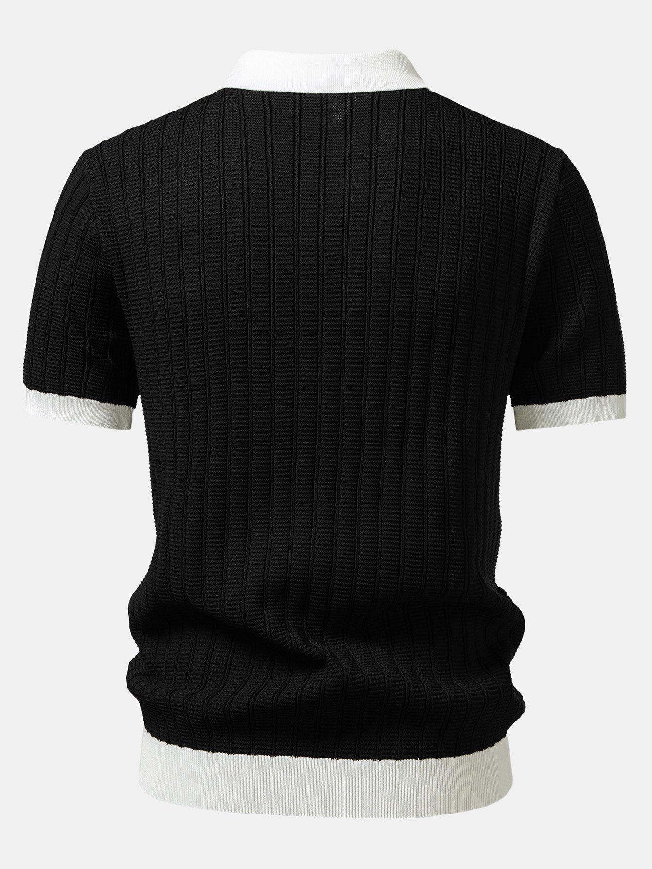 Contrast Textured Johnny Collar Polo & Slim Fit Tapered Trousers