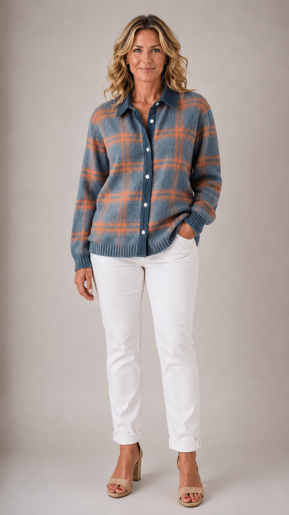 Haley Cozy Plaid Knit Cardigan