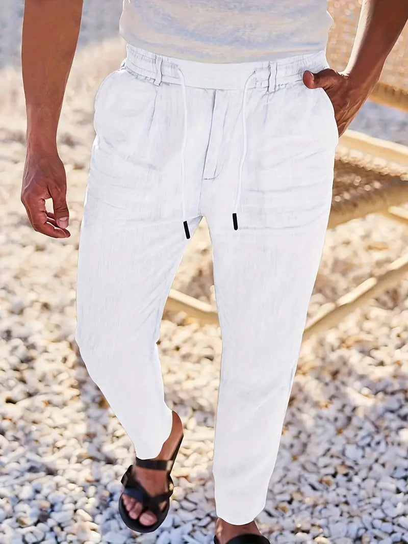 NICHOLS | WIDE LINEN PANTS WITH CORD