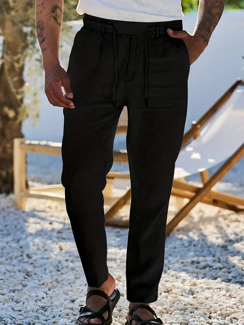 NICHOLS | WIDE LINEN PANTS WITH CORD