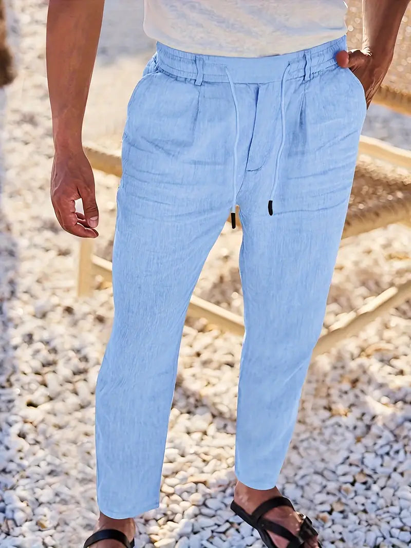 NICHOLS | WIDE LINEN PANTS WITH CORD