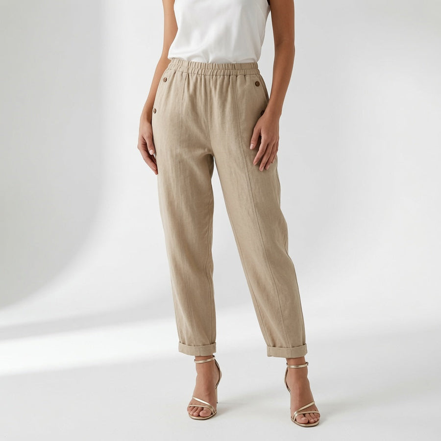 Azelyne - Fluid Linen-Look Summer Trousers