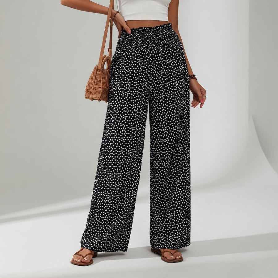 Cleophine - Fluid Printed Comfortable-Waist Trousers