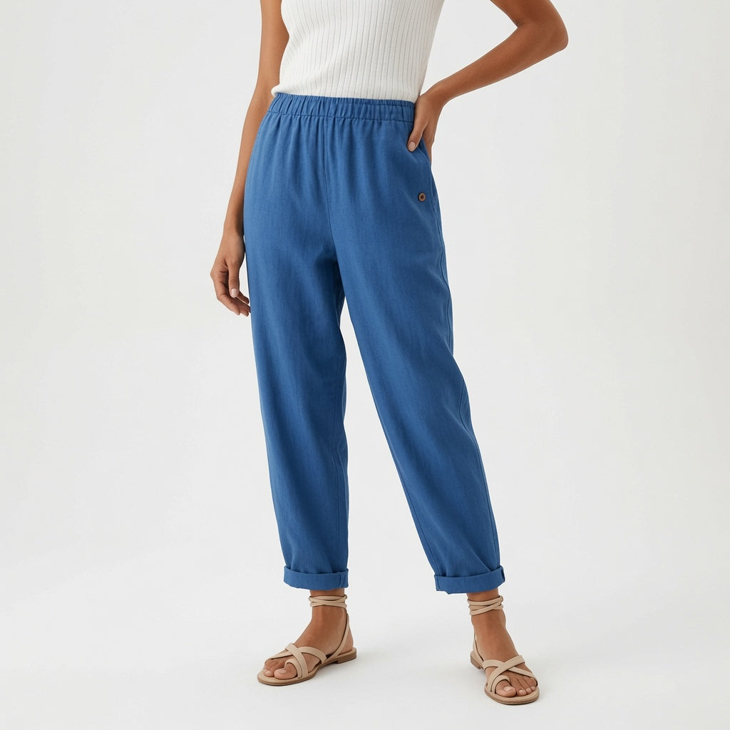 Azelyne - Fluid Linen-Look Summer Trousers