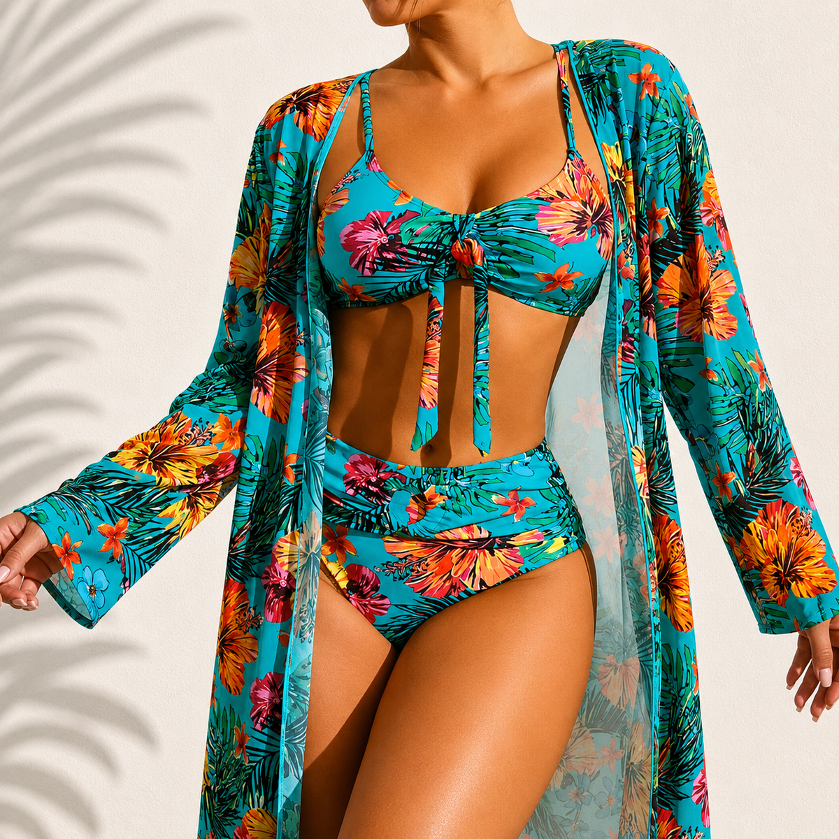 Delacroix | Tropical Bikini & Kimono Set