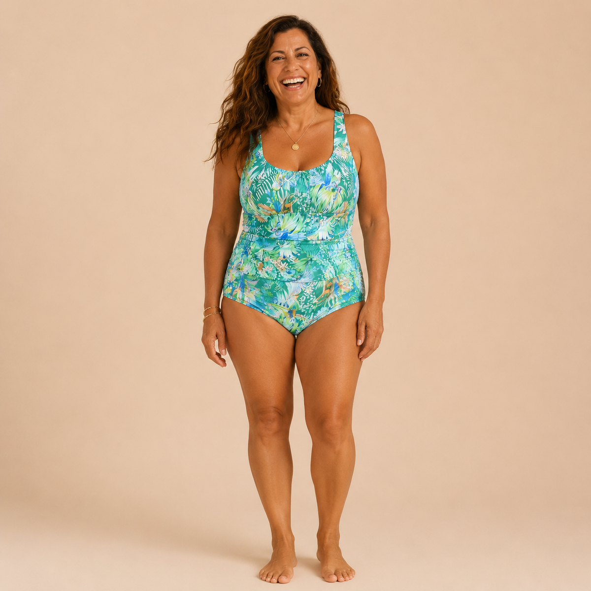 Selva | Ruched One-Piece Swimsuit with Tropical Print