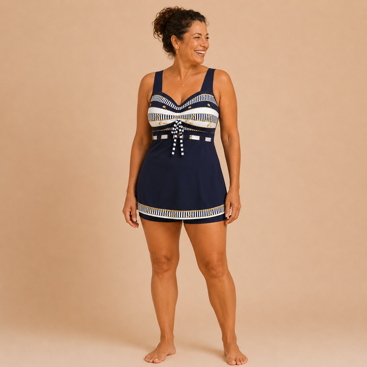 Veronique | Flattering Swimsuit with Skirt and Printed Top