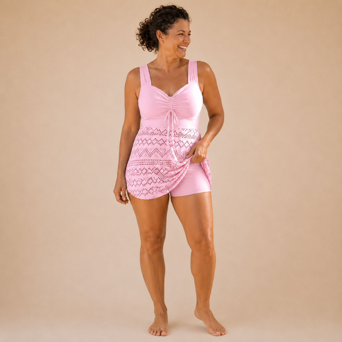 Sombra | Tankini with Printed Mesh Skirt