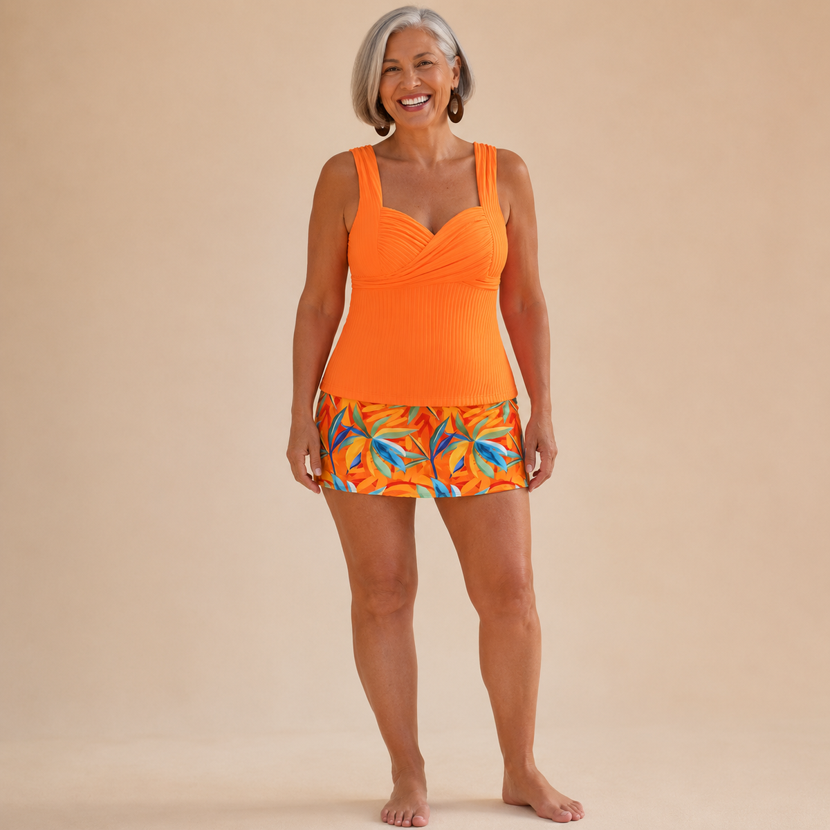 Llama | Wrap Tankini with Tropical Skirt