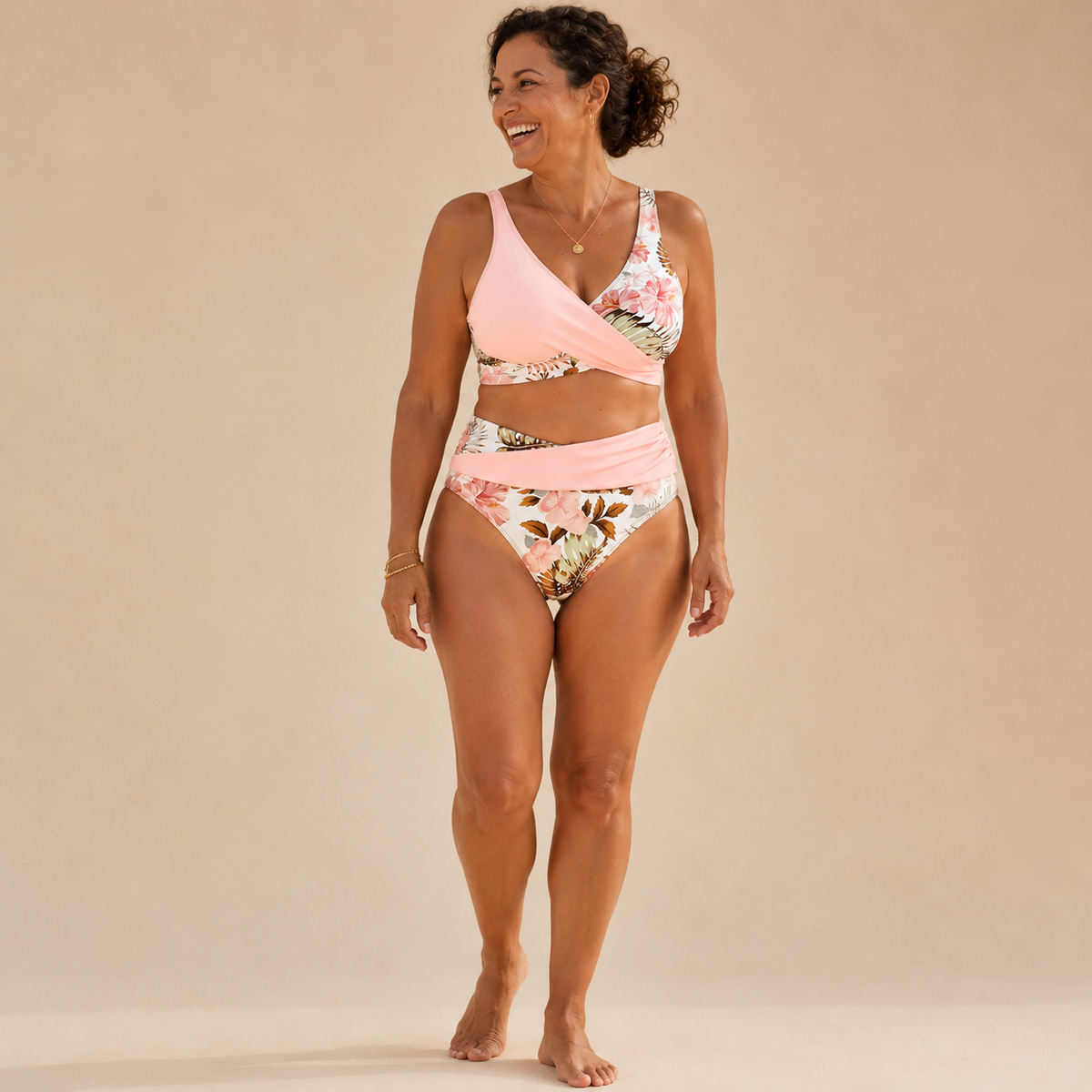 Hibisco | Floral Wrap Bikini with High-Waisted Bottoms