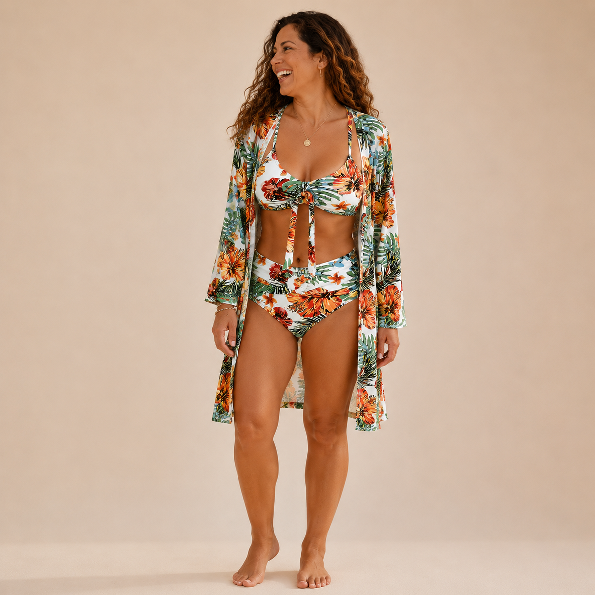 Delacroix | Tropical Bikini & Kimono Set
