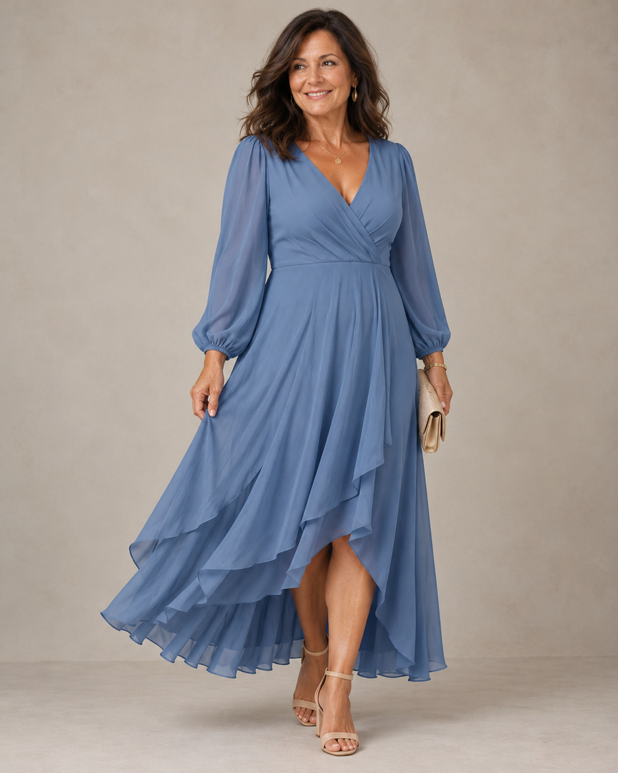 Mia™ | Elegant V-neck Long Dress
