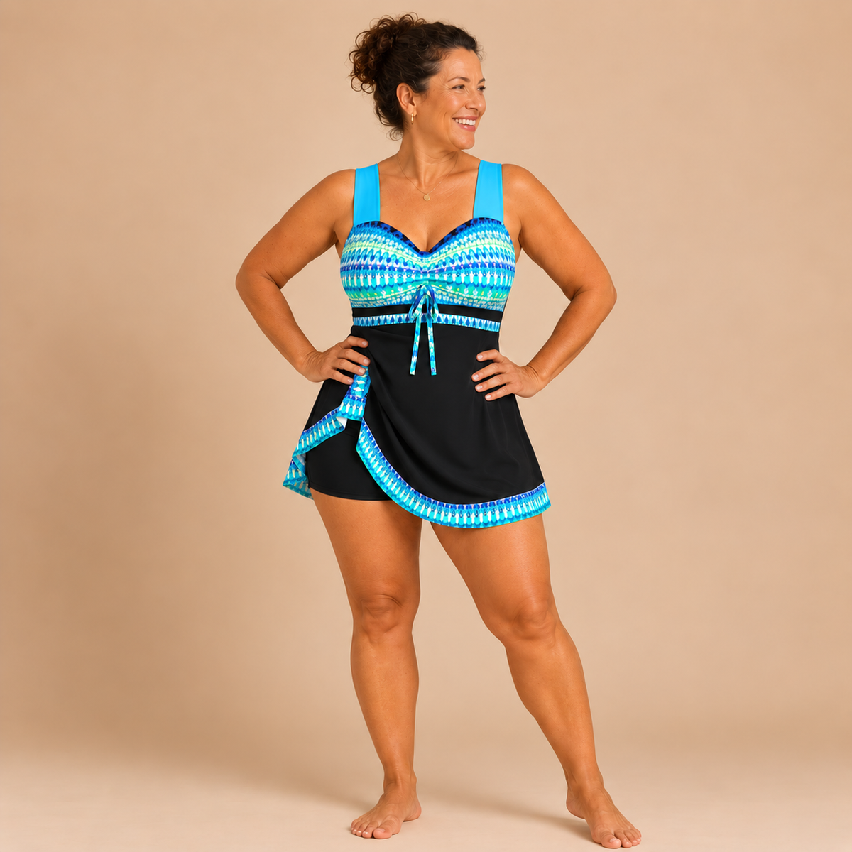 Veronique | Flattering Swimsuit with Skirt and Printed Top