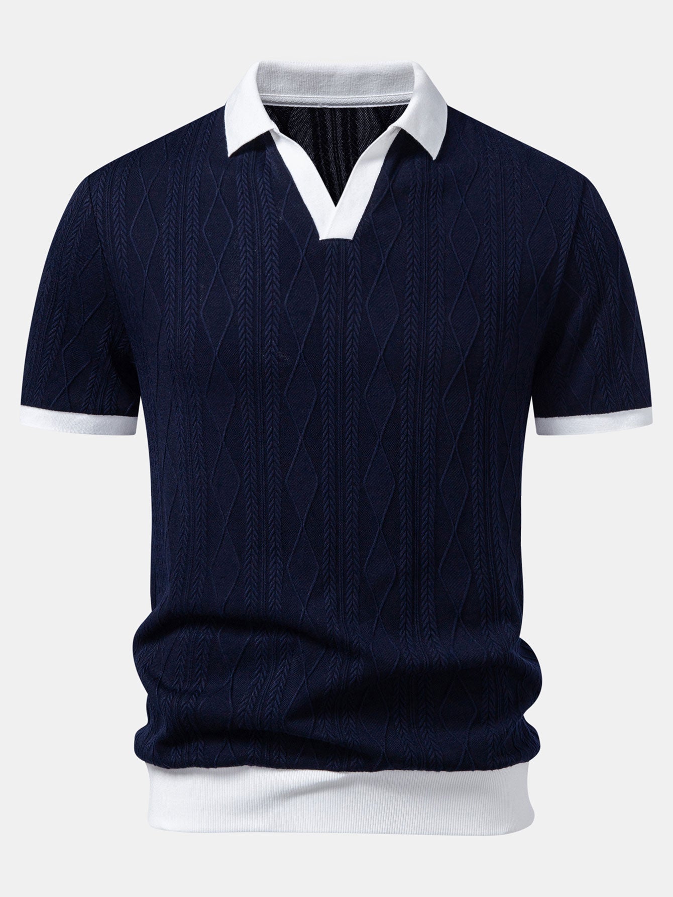 Contrast Geometry Jacquard Knit Polo & Slim Fit Tapered Trousers