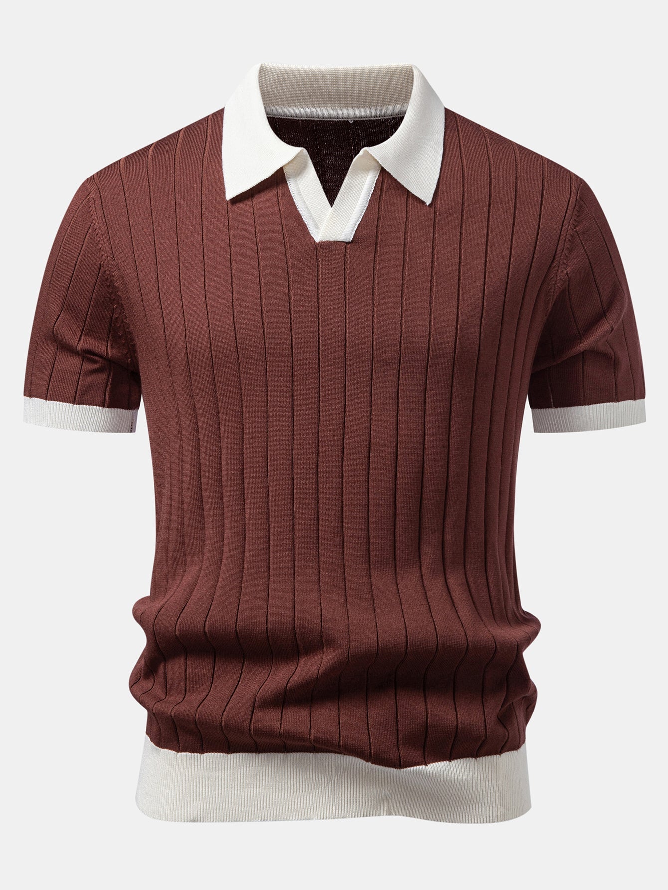Contrast Trim Stripe Johnny Collar Polo & Slim Fit Tapered Trousers
