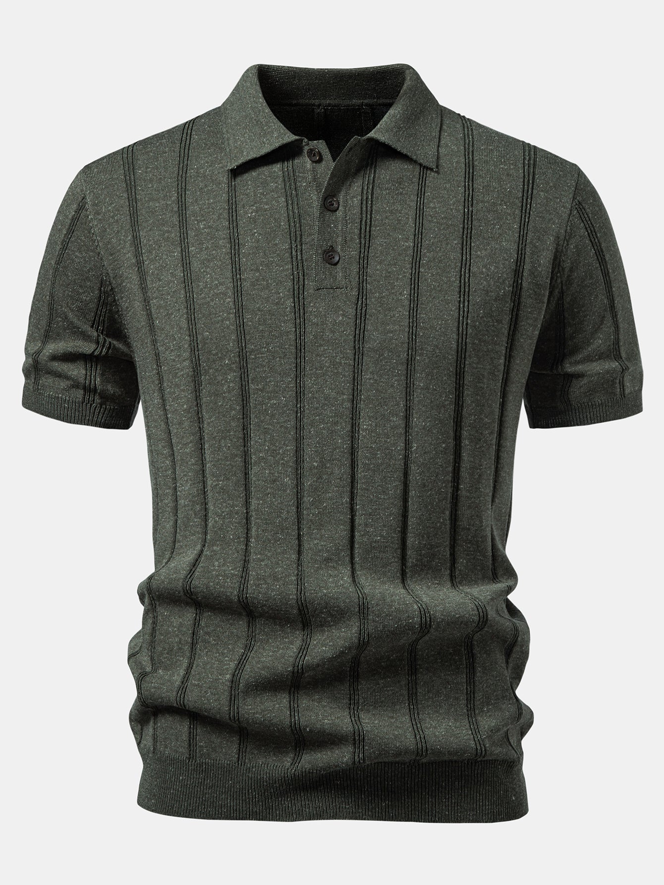 Linen Ribbed Knit Polo & Slim Fit Tapered Trousers