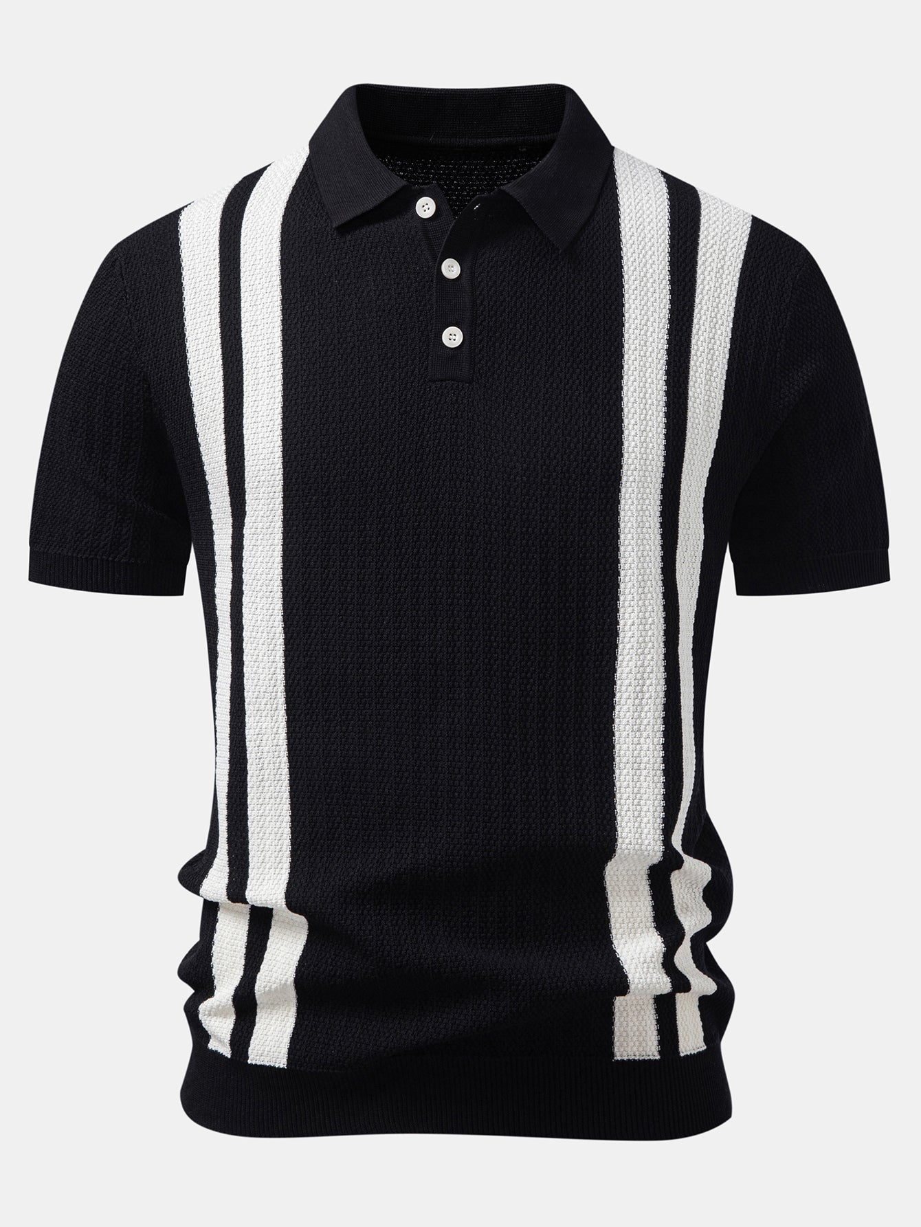 Contrast Textured Knit Polo & Slim Fit Tapered Trousers