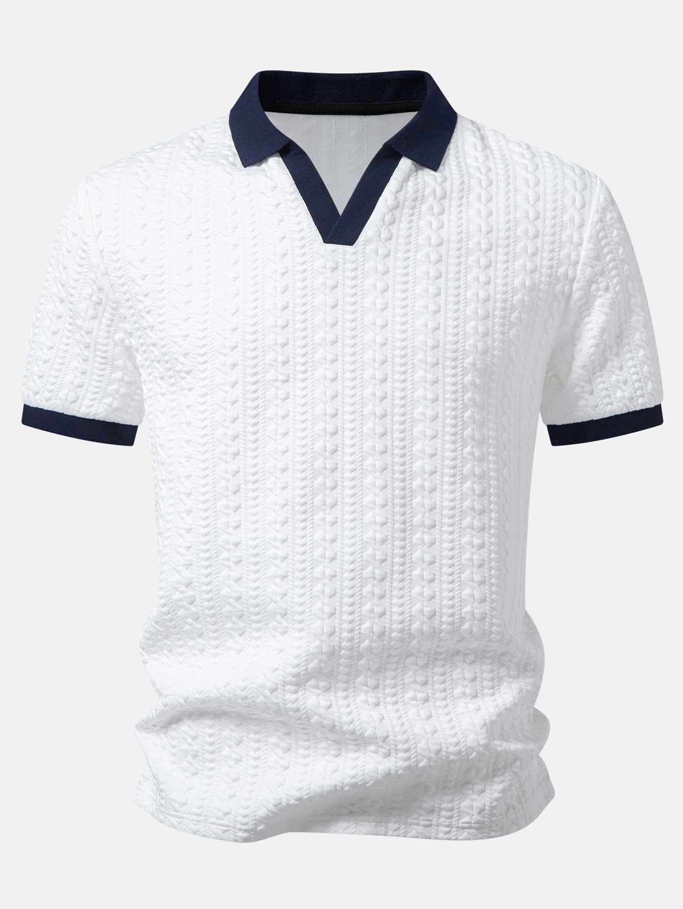 Contrast Jacquard Polo & Slim Fit Tapered Trousers