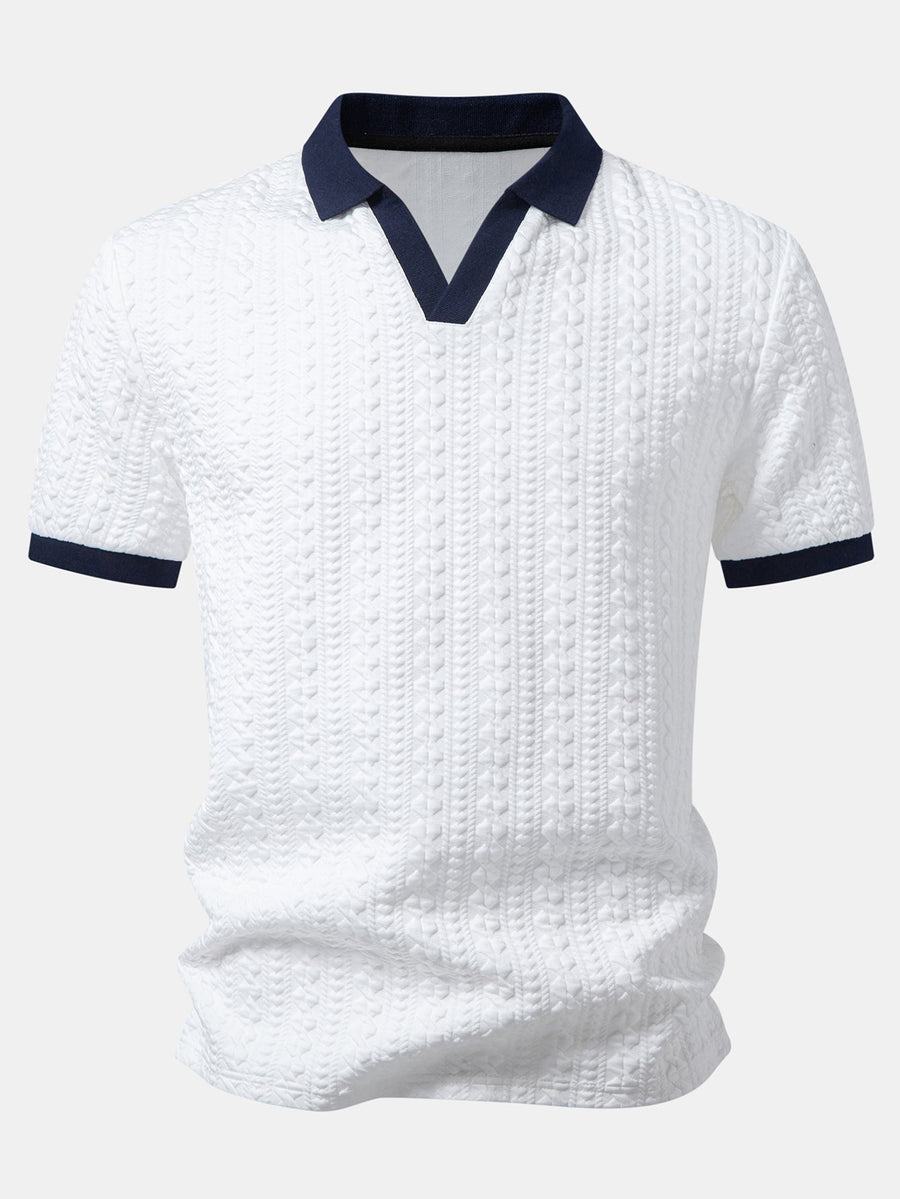 Contrast Jacquard Polo & Slim Fit Tapered Trousers