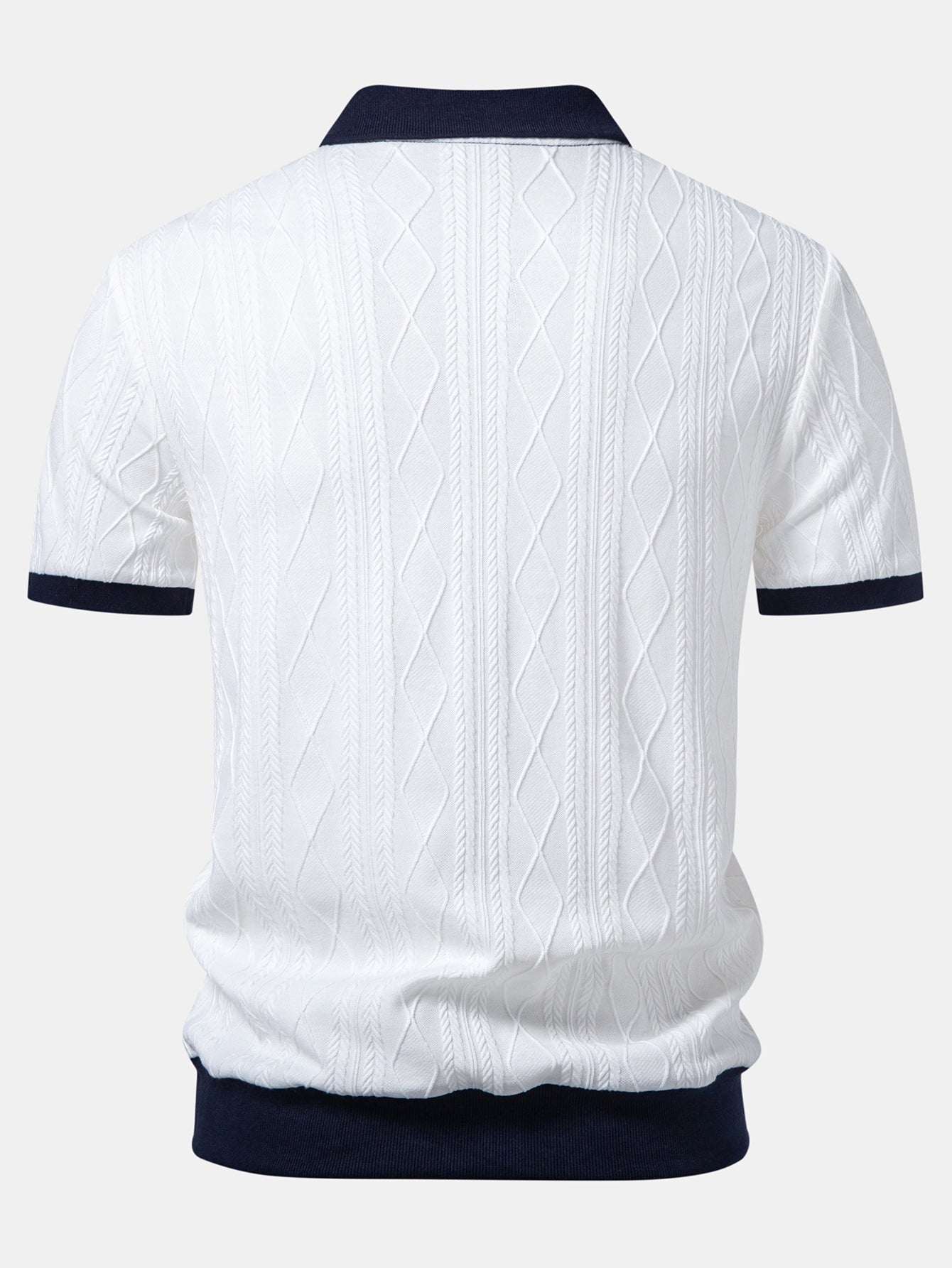 Contrast Geometry Jacquard Knit Polo & Slim Fit Tapered Trousers