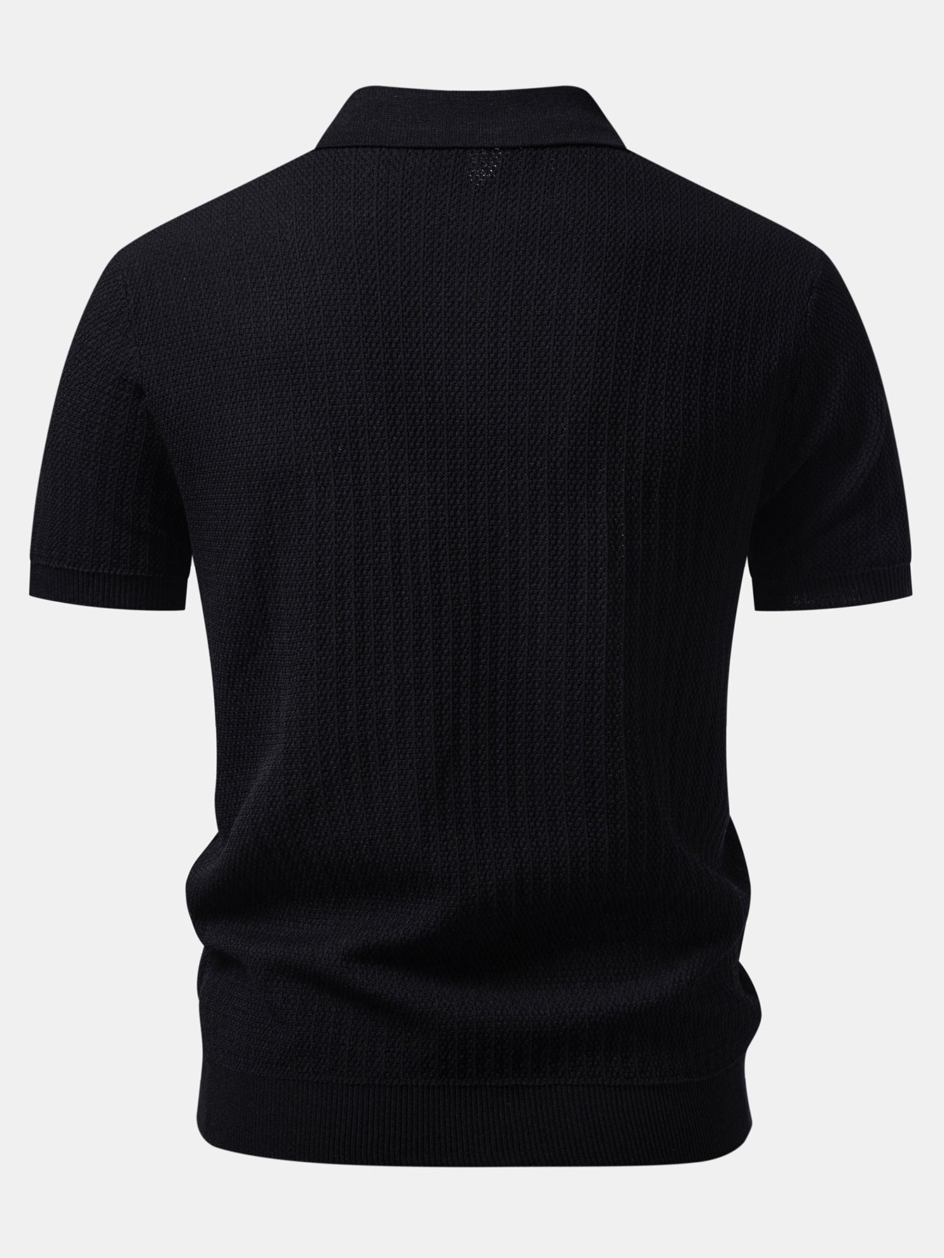 Contrast Textured Knit Polo & Slim Fit Tapered Trousers
