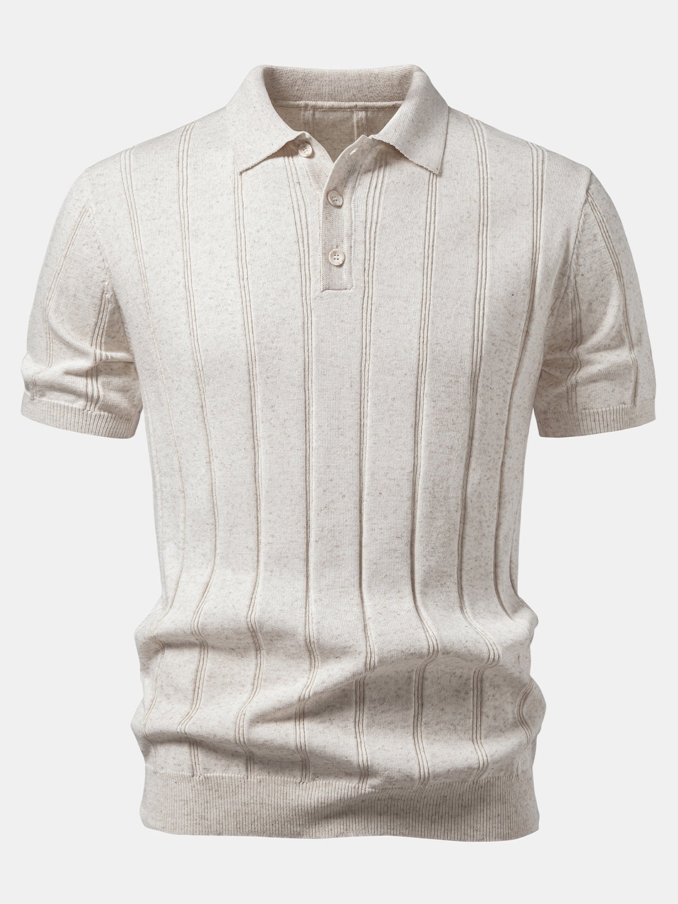 Linen Ribbed Knit Polo & Slim Fit Tapered Trousers