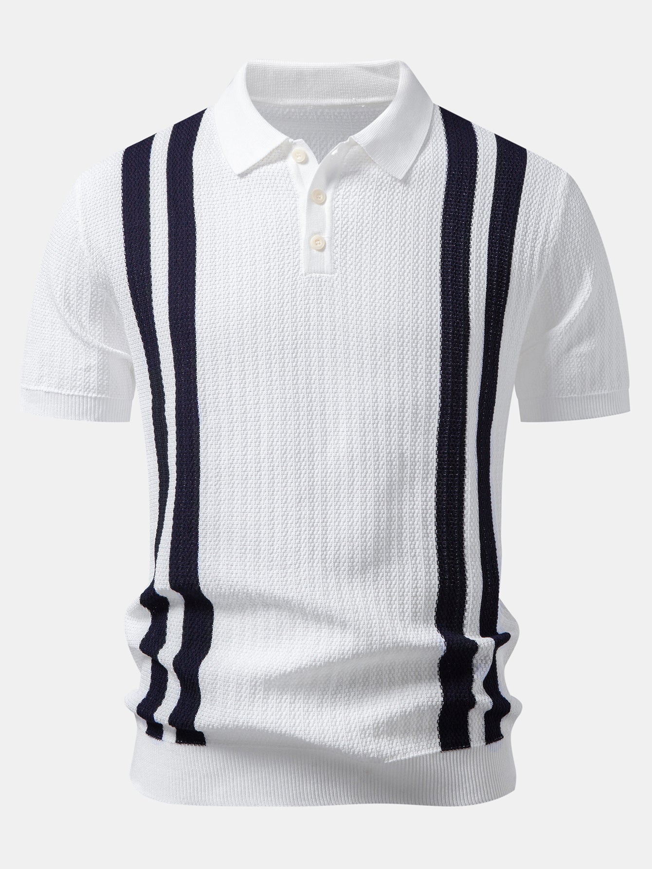 Contrast Textured Knit Polo & Slim Fit Tapered Trousers