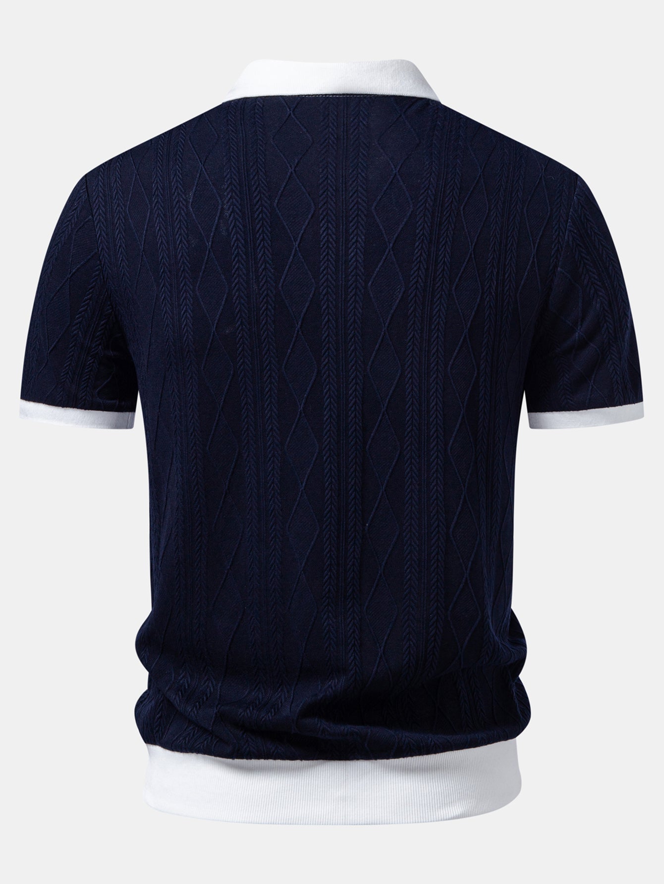 Contrast Geometry Jacquard Knit Polo & Slim Fit Tapered Trousers