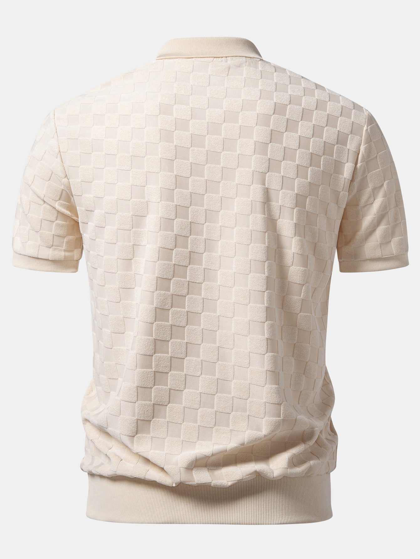 Checkerboard V-Neck Knit Polo & Slim Fit Tapered Trousers