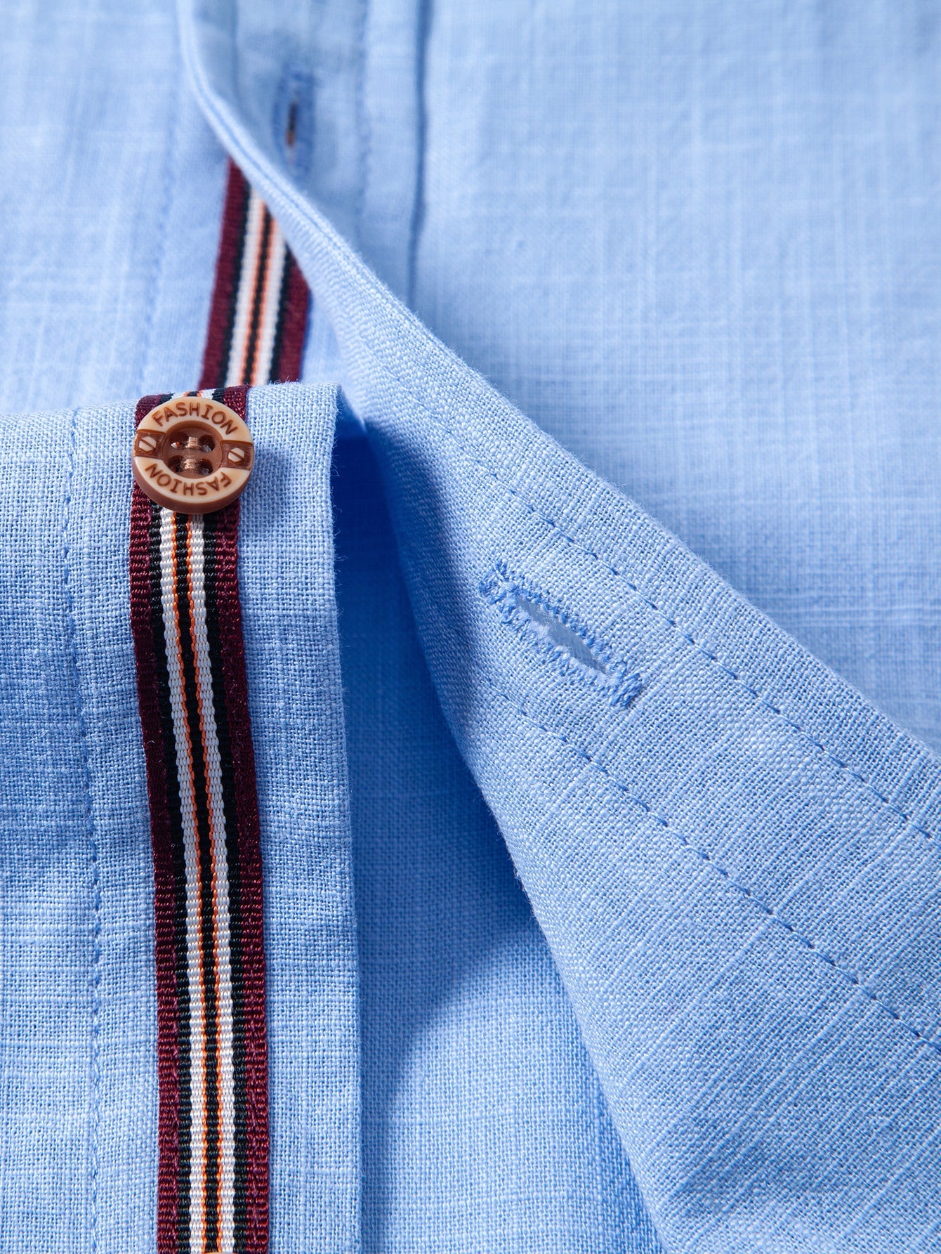 Short Sleeve Linen Look Stand Collar Shirt & Straight Leg Linen Pants