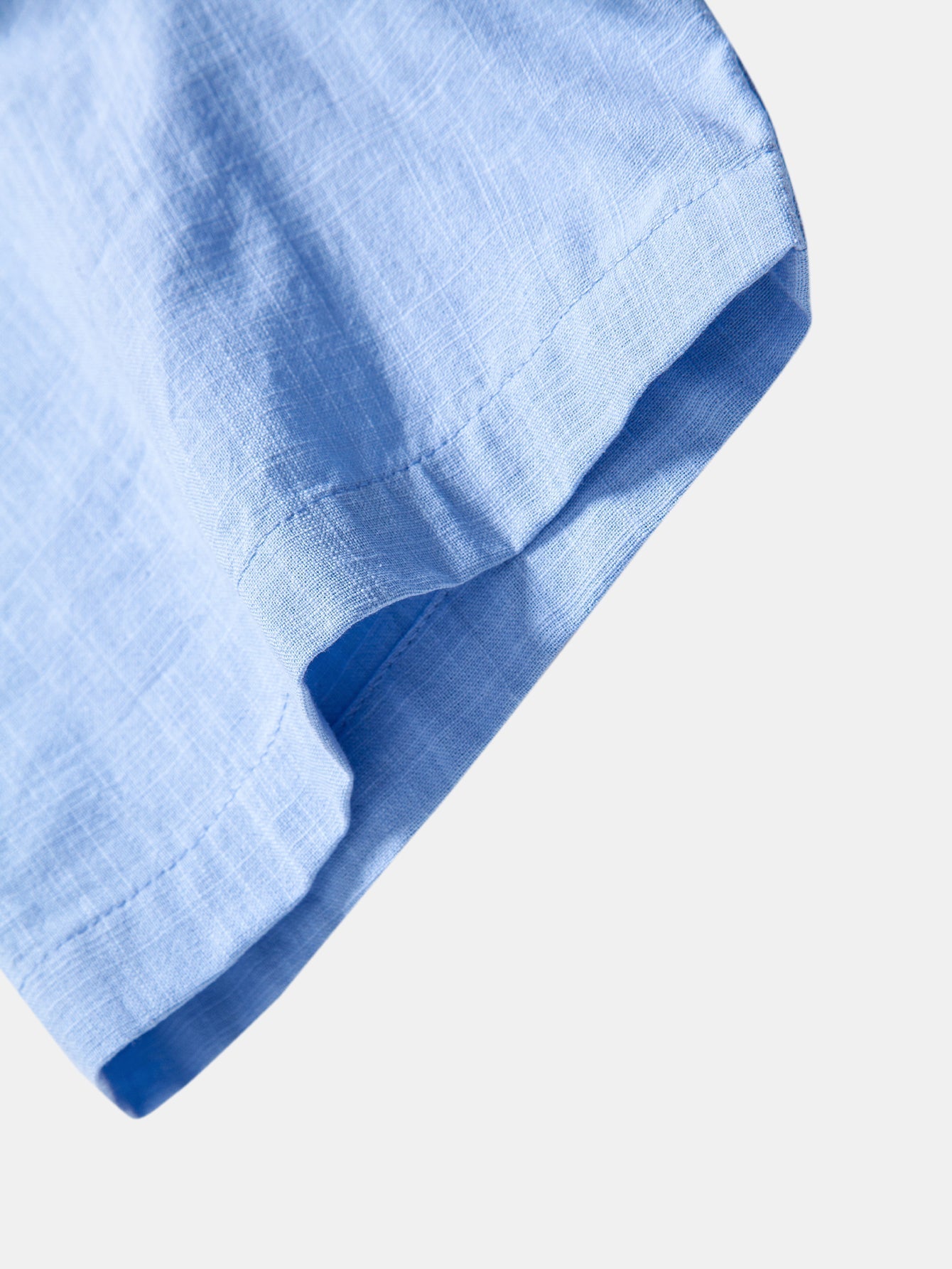 Short Sleeve Linen Look Stand Collar Shirt & Straight Leg Linen Pants
