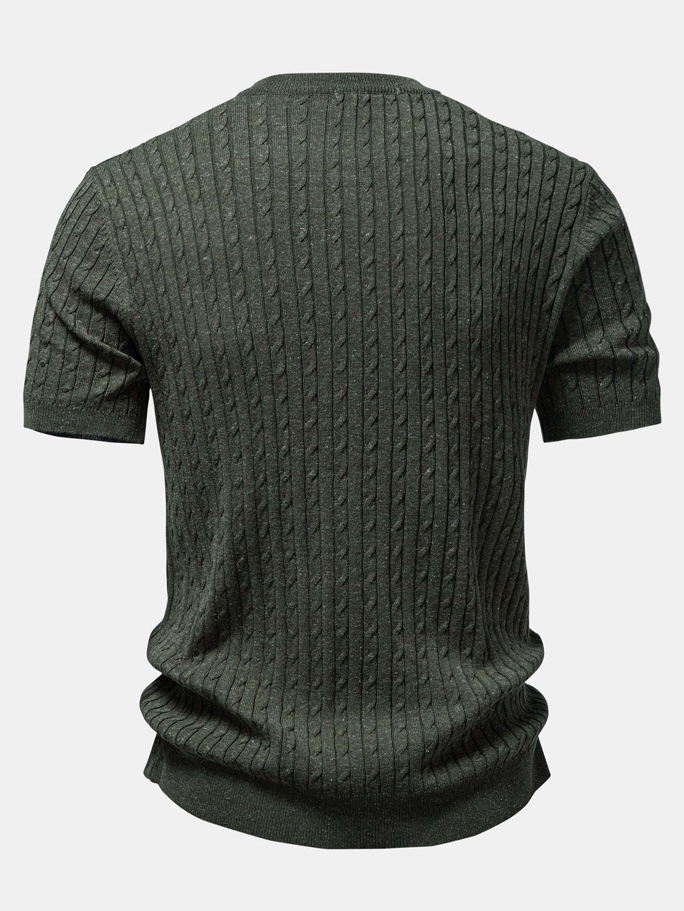Twisted Jacquard Crew Neck Button Up Knit Shirt & Slim Fit Tapered Trousers