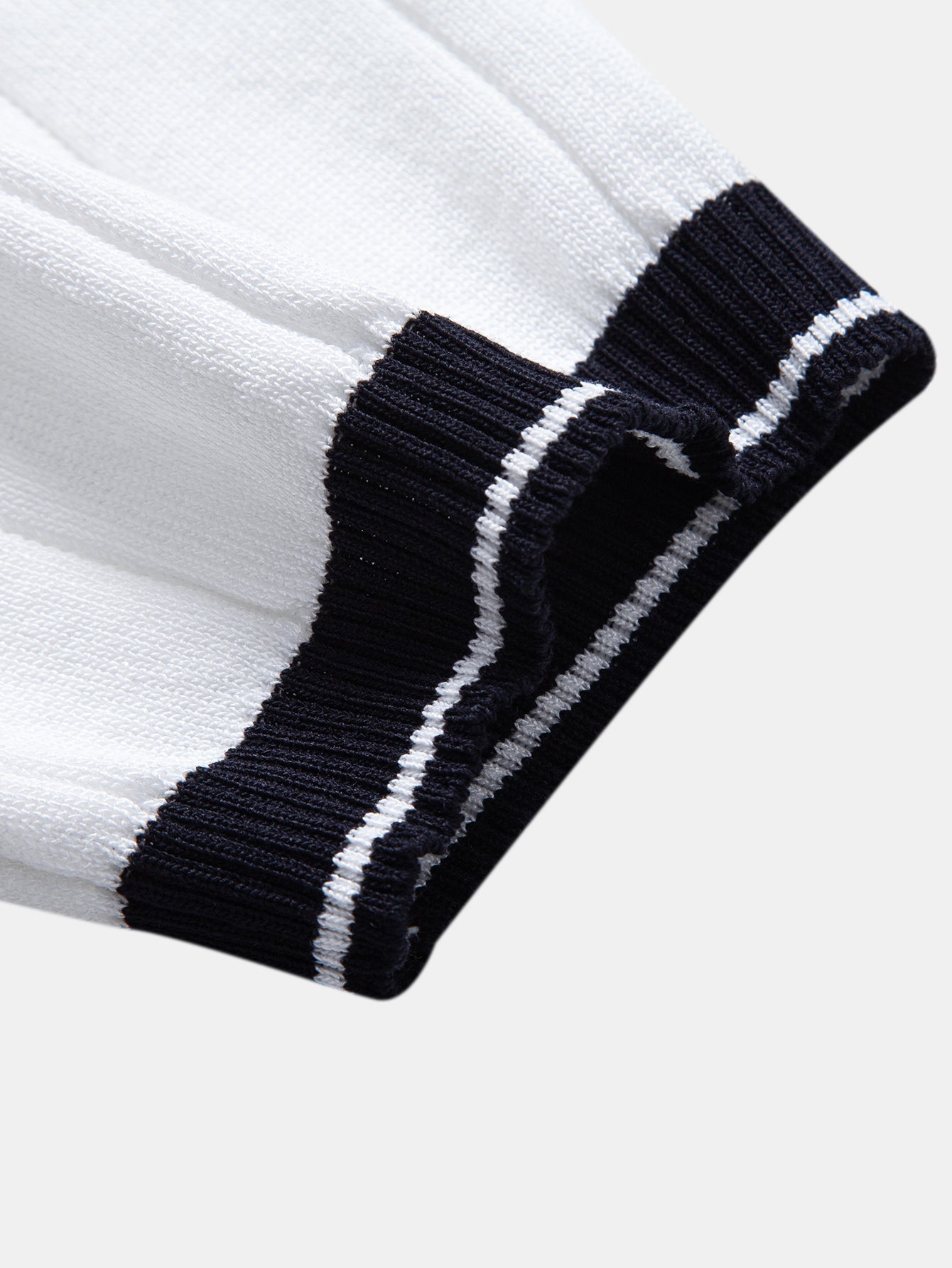Contrast Trim Ribbed Johnny Collar Knit Polo & Slim Fit Tapered Trousers