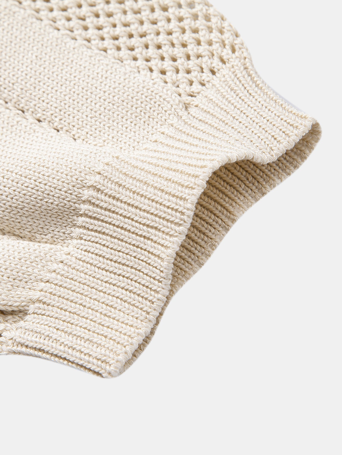 Johnny Collar Striped Open Knit Polo & Straight Leg Linen Pants