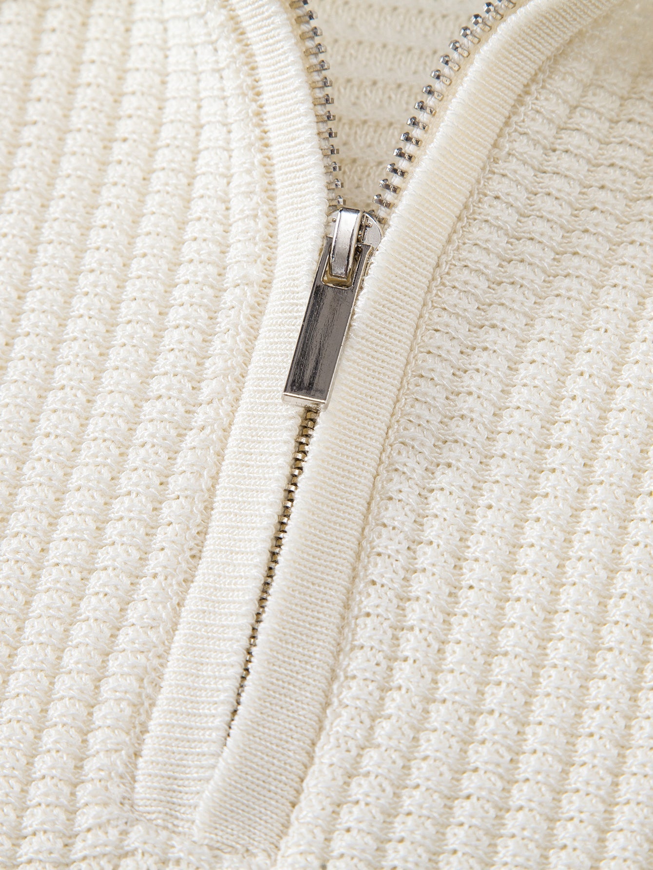 Contrast Waffle Zipper Knit Polo & Slim Fit Tapered Trousers
