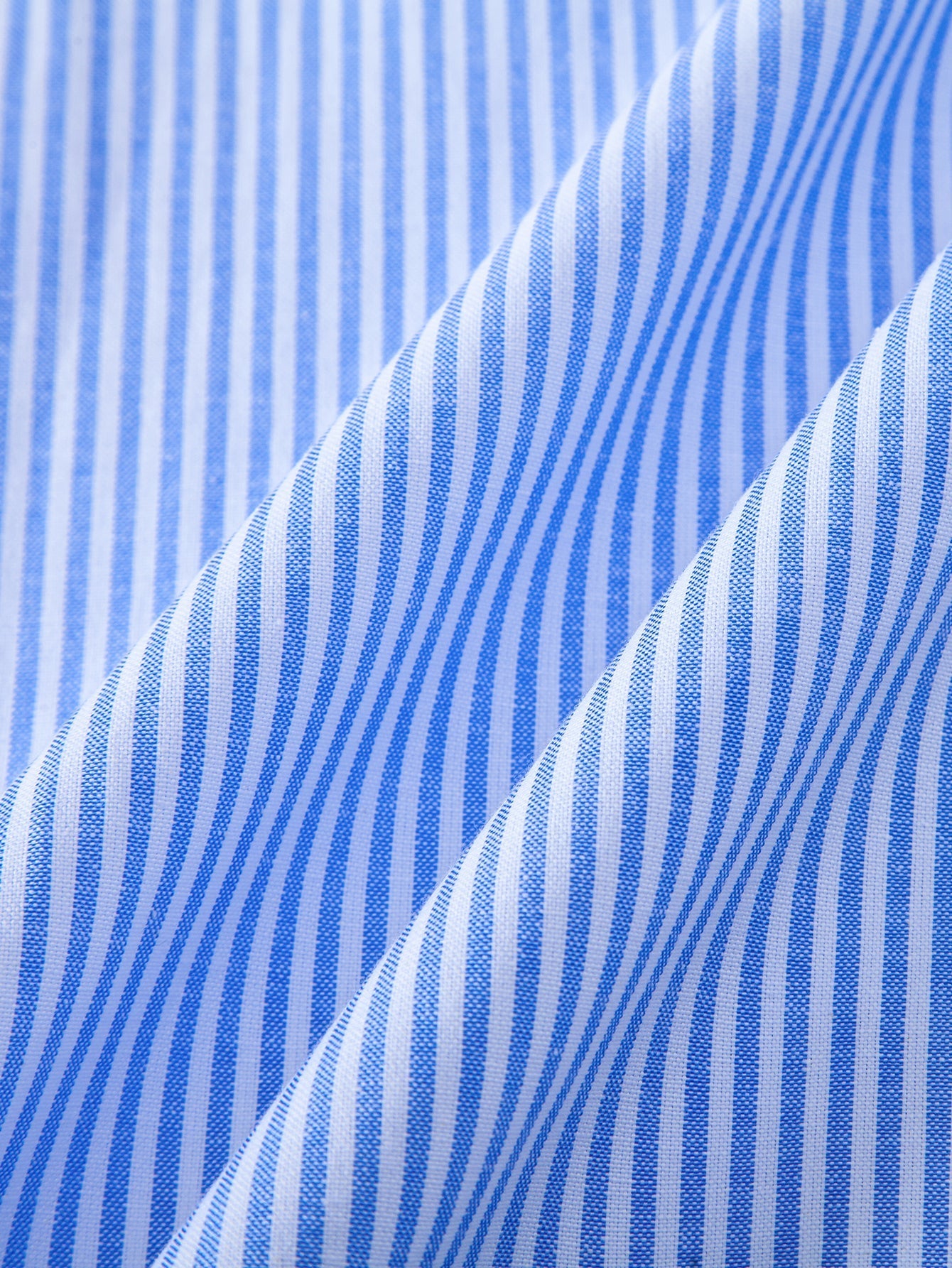 Short Sleeve Cotton Stripe Stand Collar Shirt & Straight Leg Linen Pants