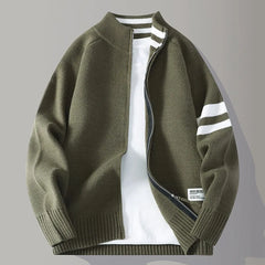 Marcus Classic Ribbed Zip Sweater - Army Green