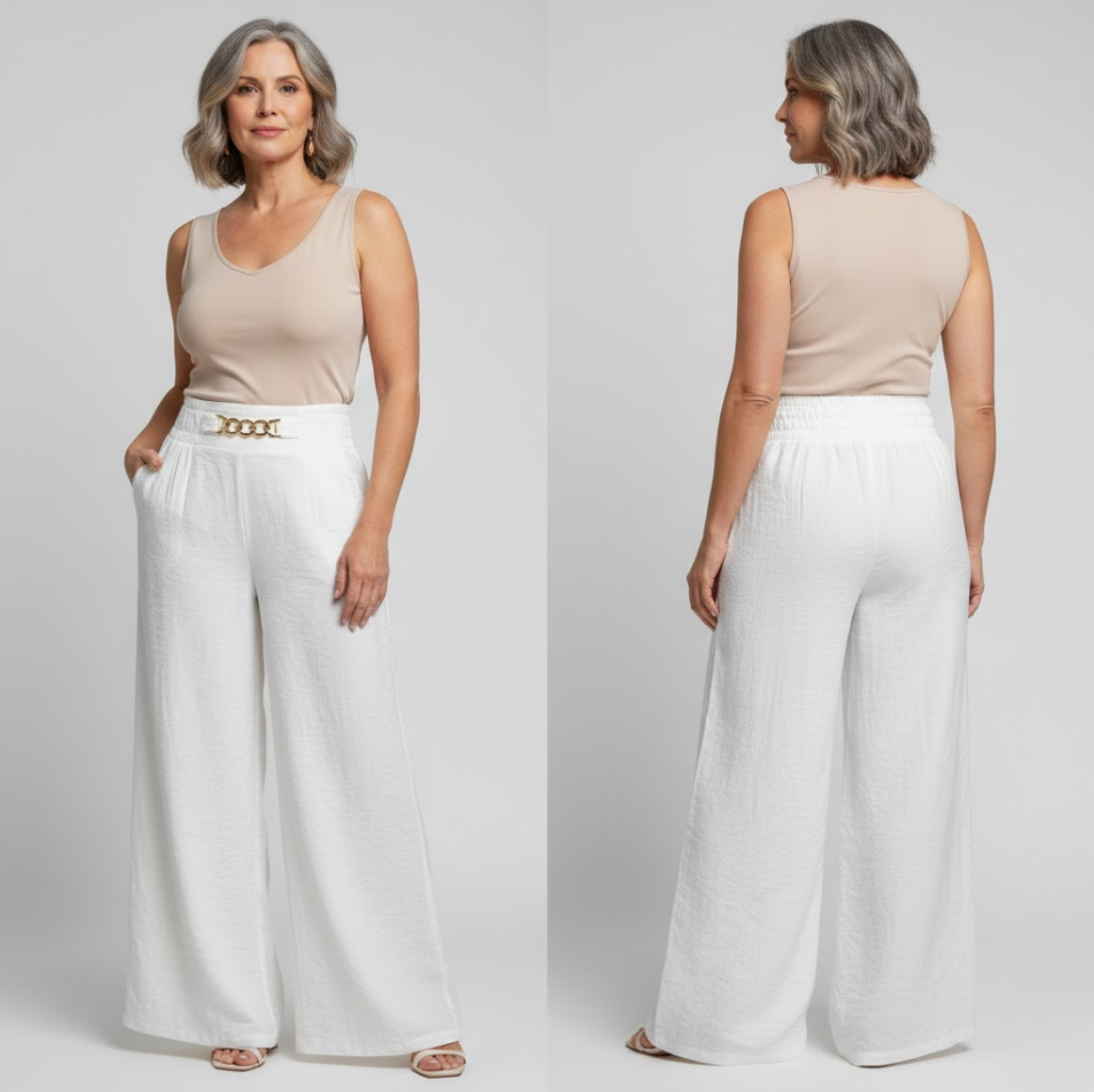 Evelyne - Sculpting High-Waisted Wide-Leg Trousers