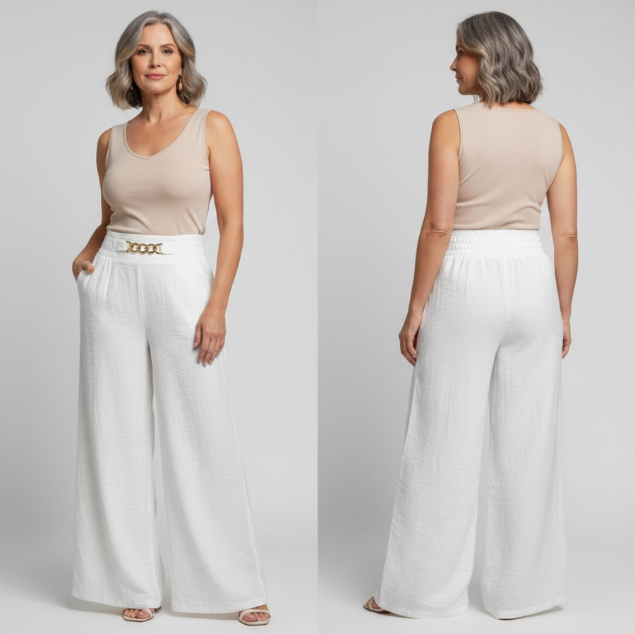Evelyne - Sculpting High-Waisted Wide-Leg Trousers
