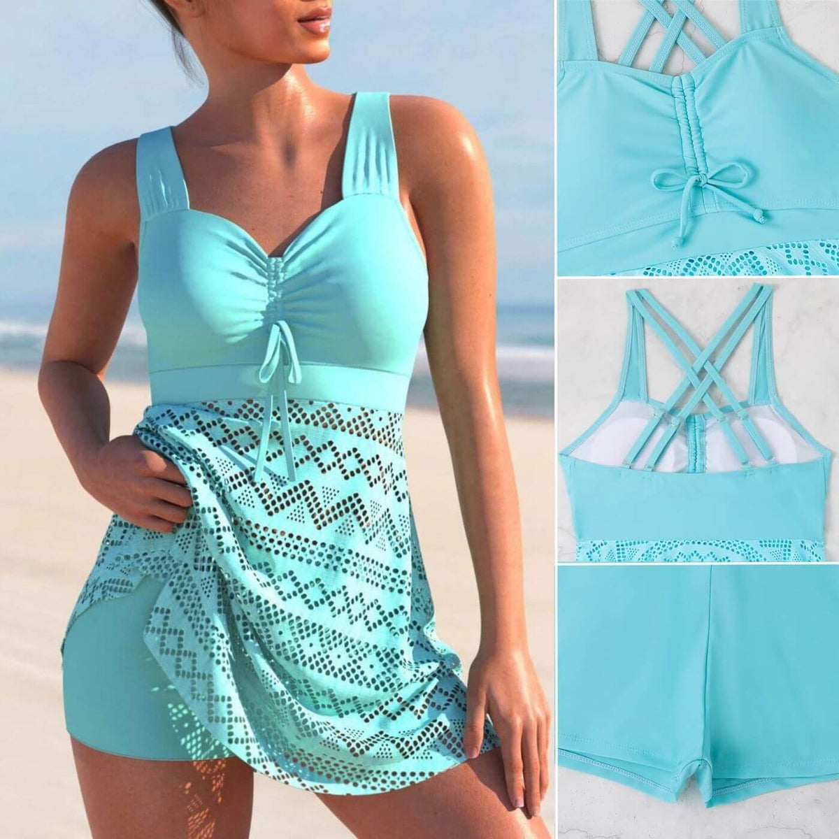 Sombra | Tankini with Printed Mesh Skirt