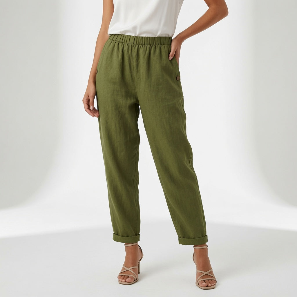 Azelyne - Fluid Linen-Look Summer Trousers