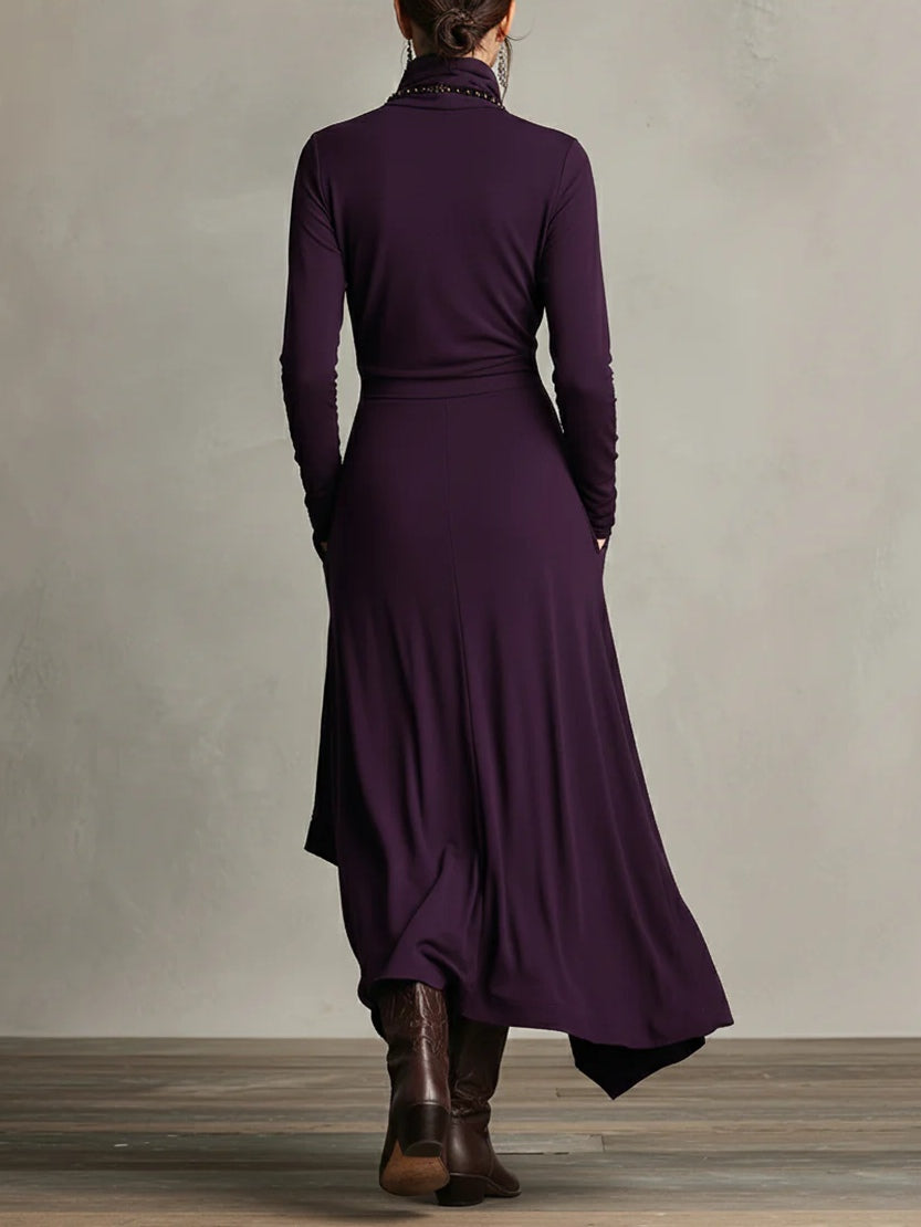 Arielle Vintage Asymmetrical Turtleneck Dress