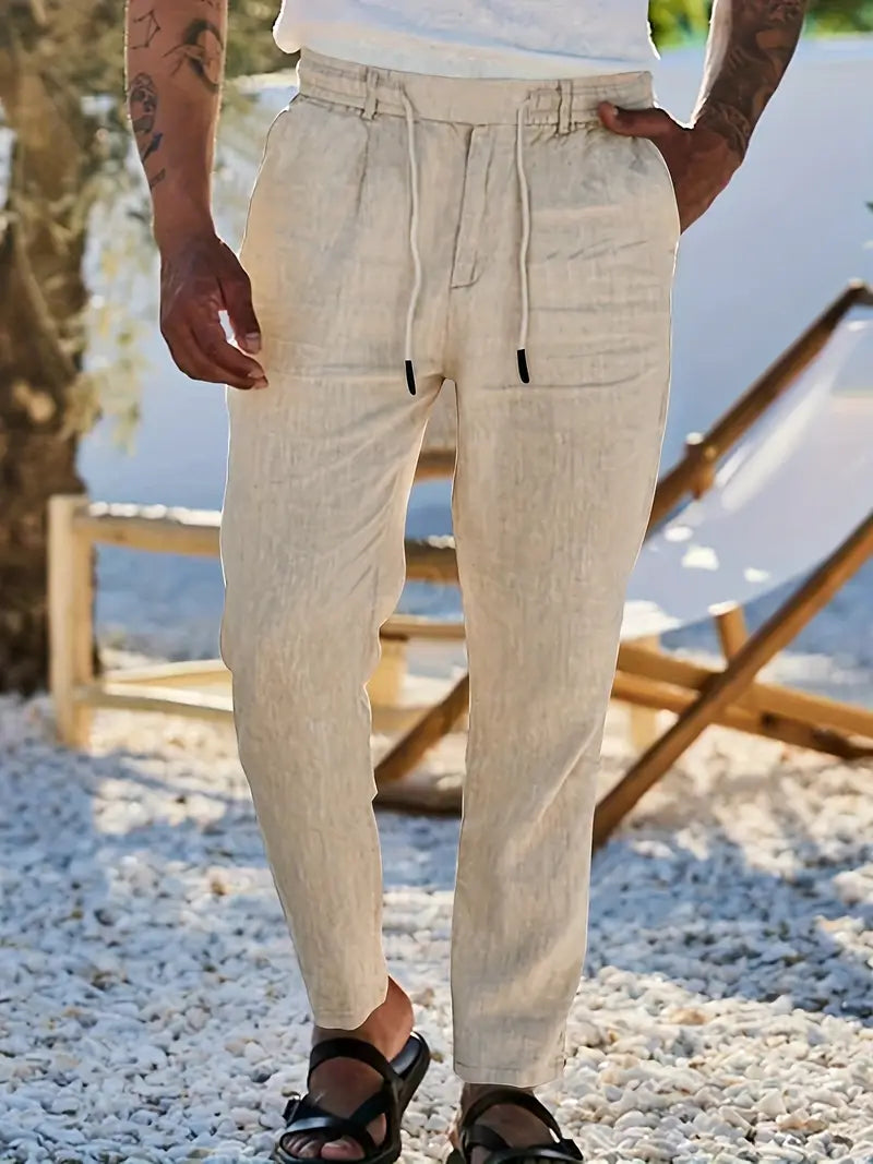 NICHOLS | WIDE LINEN PANTS WITH CORD