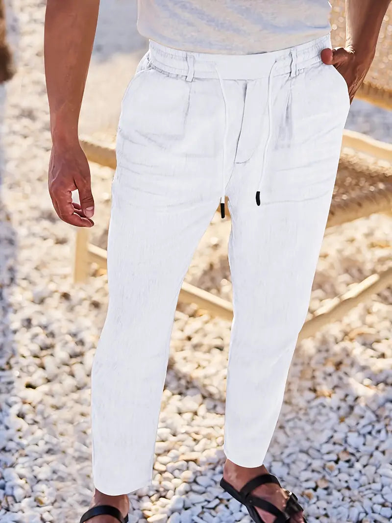 NICHOLS | WIDE LINEN PANTS WITH CORD