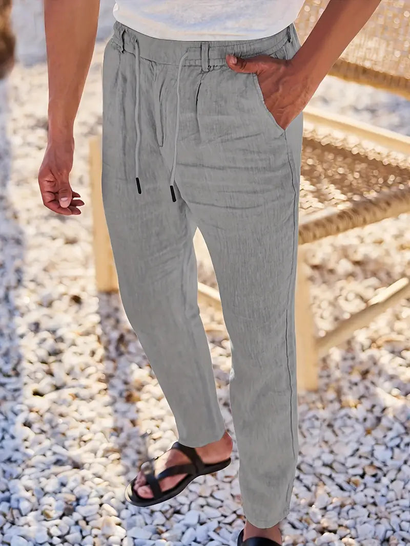 NICHOLS | WIDE LINEN PANTS WITH CORD