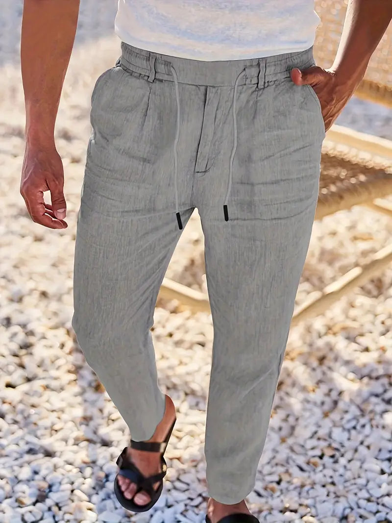 NICHOLS | WIDE LINEN PANTS WITH CORD