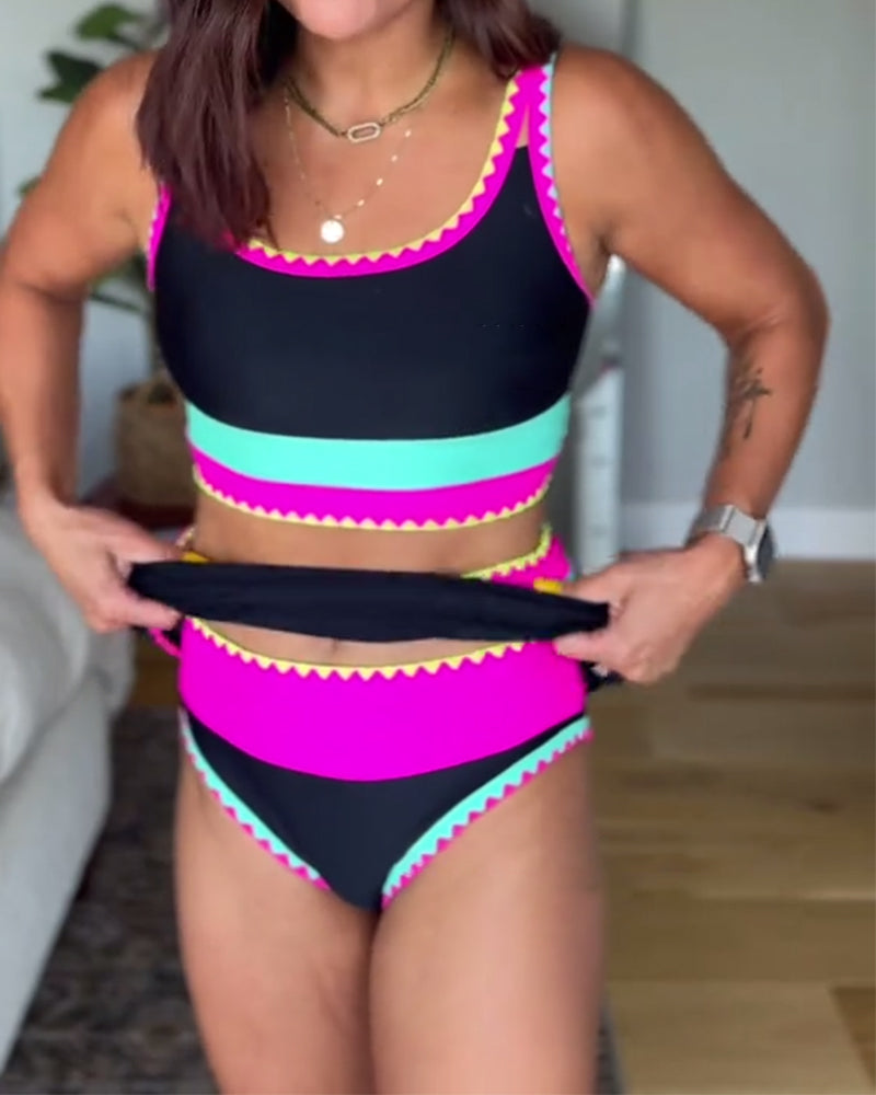 Rumba | Colour-Block Striped Tankini with Skirt